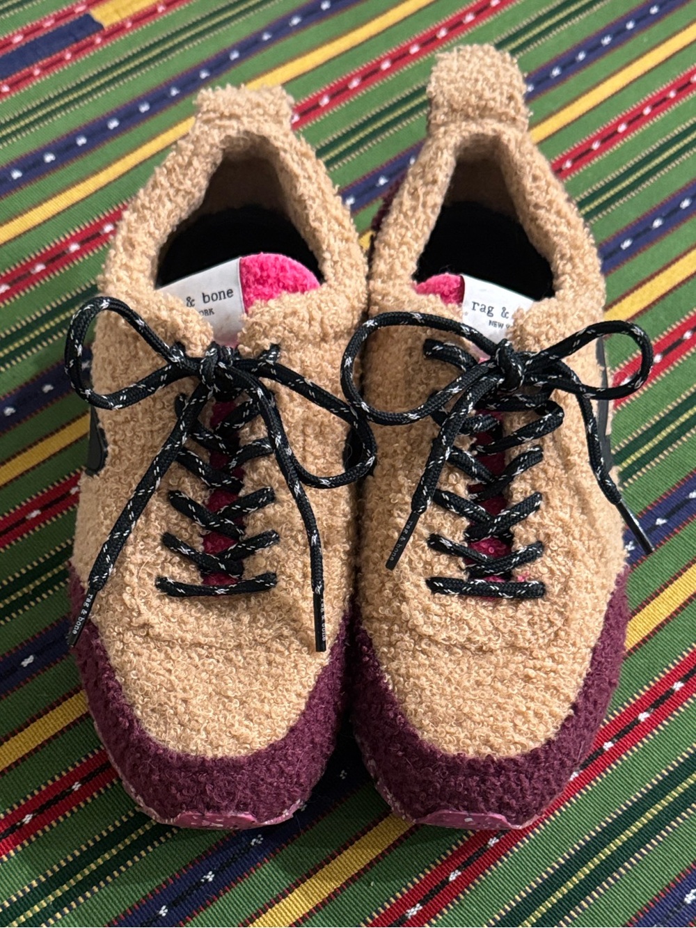 rag & bone Retro Runner Shearling Sneakers Camel Size 8 (EU 38) - Picture 6 of 16